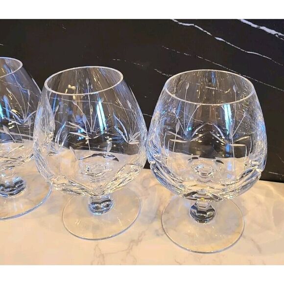 Mikasa Vintage Petit Points Slovenia Crystal Brandy Snifter Cognac Glasses 4 EUC - Picture 2 of 8